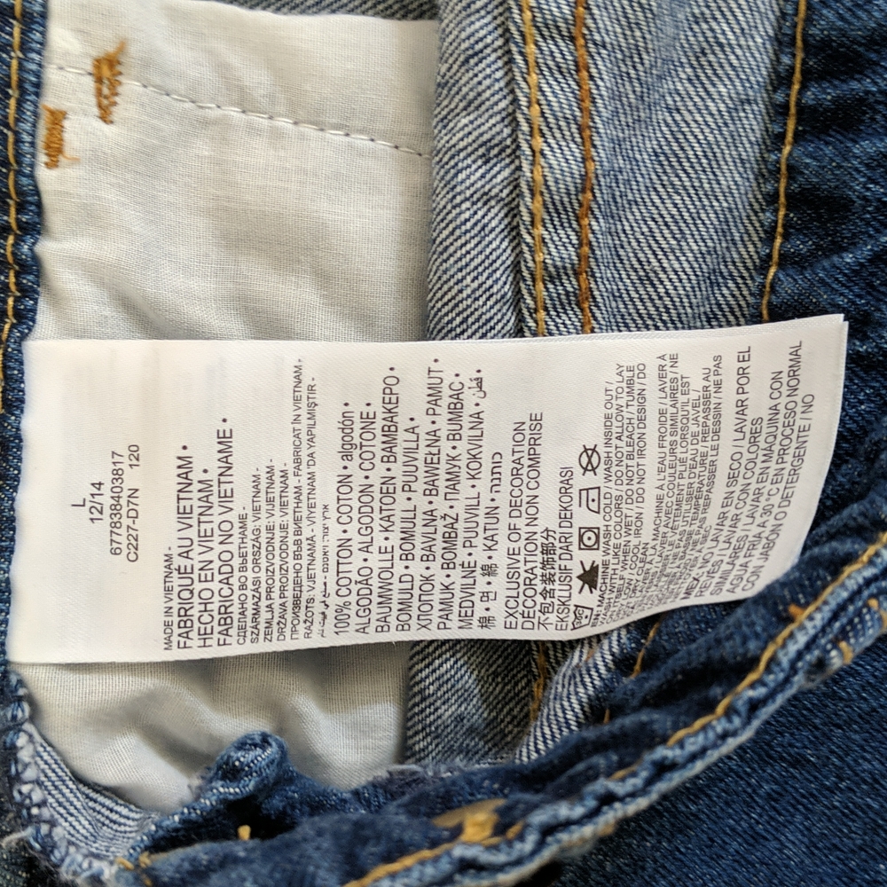 Levi's OVERALL Jean Denim Overalls Shortall Size L 12/14 - Picture 10 of 10